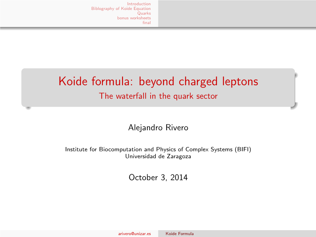 Koide Formula: Beyond Charged Leptons the Waterfall in the Quark Sector