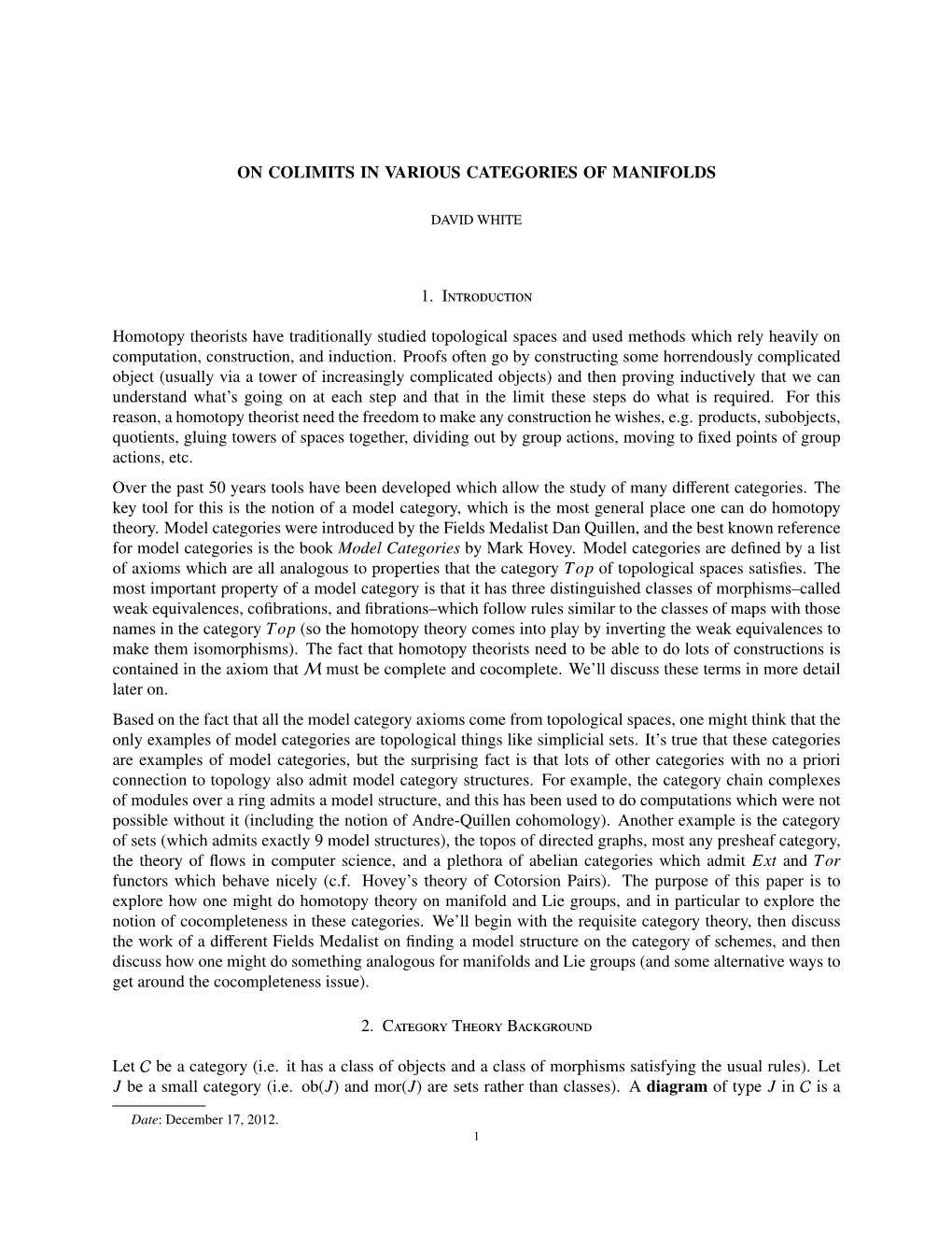 On Colimits in Various Categories of Manifolds