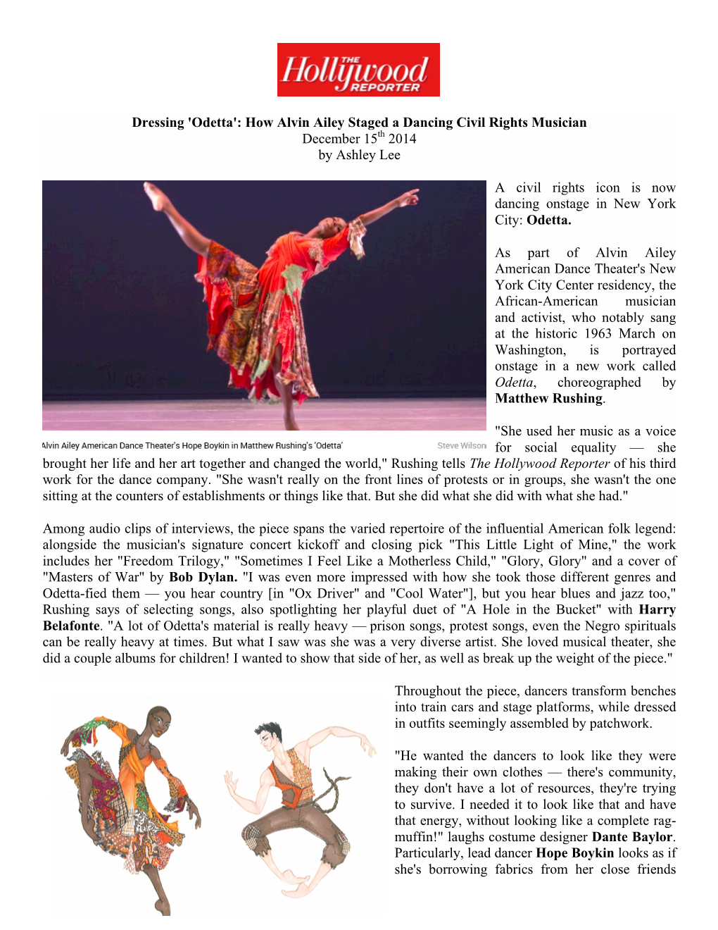 'Odetta': How Alvin Ailey Staged a Dancing Civil Rights Musician December 15Th 2014 by Ashley Lee