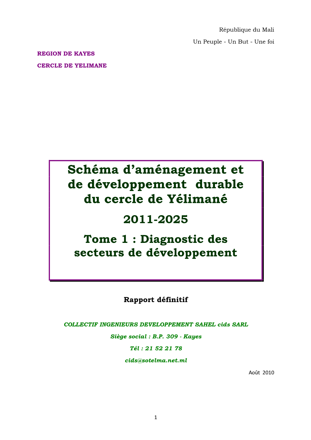 Schéma D'aménagement Et De Développement Durable Du Cercle