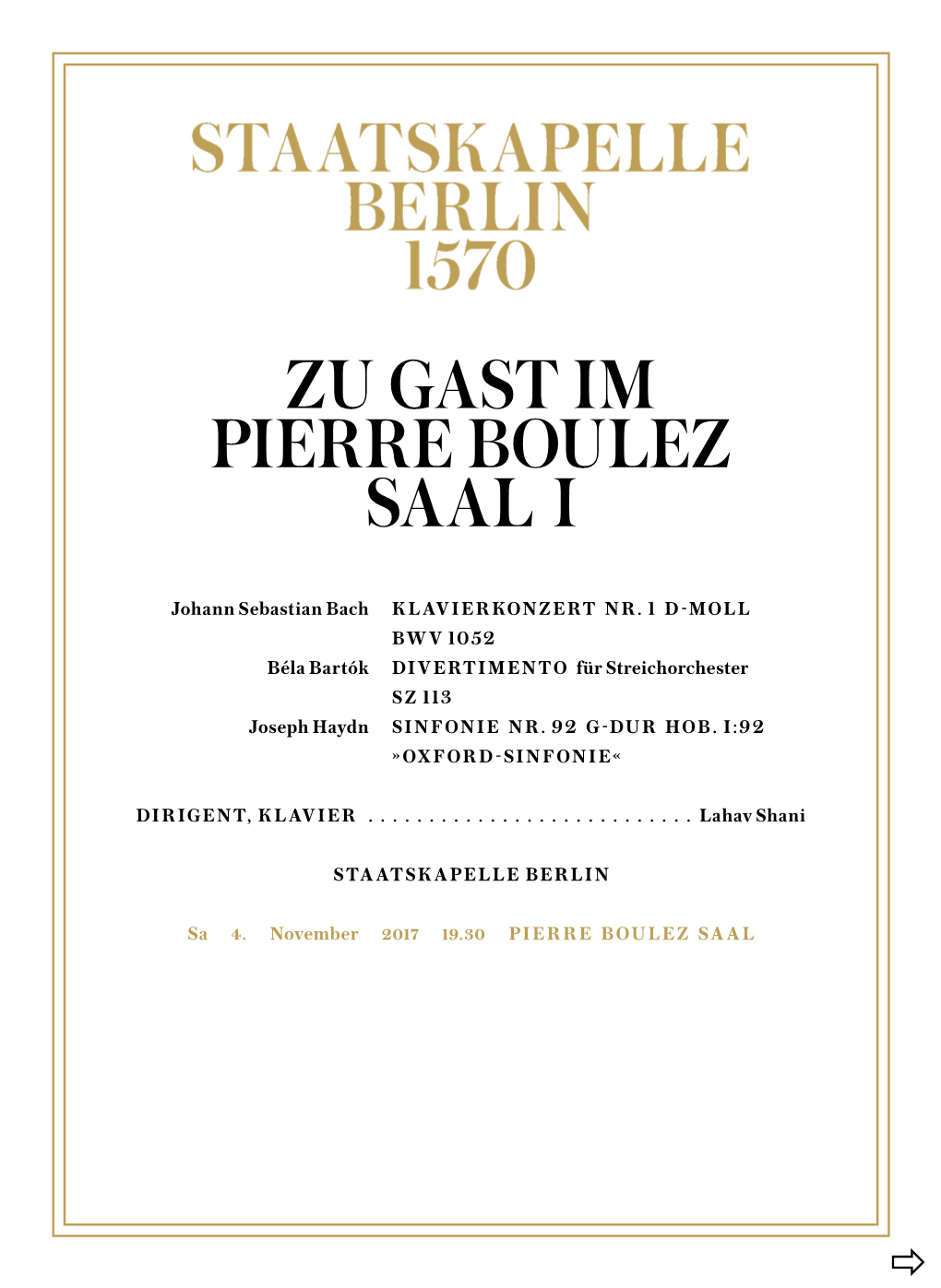 Programmheft, Staatskapelle Berlin Zu Gast Im Pierre Boulez Saal I