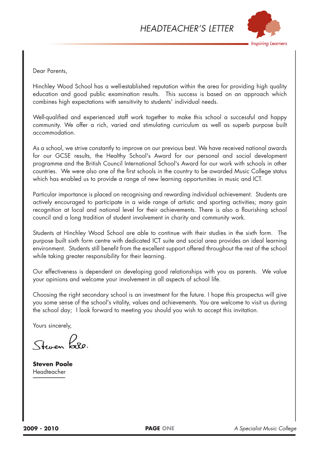 Headteacher's Letter