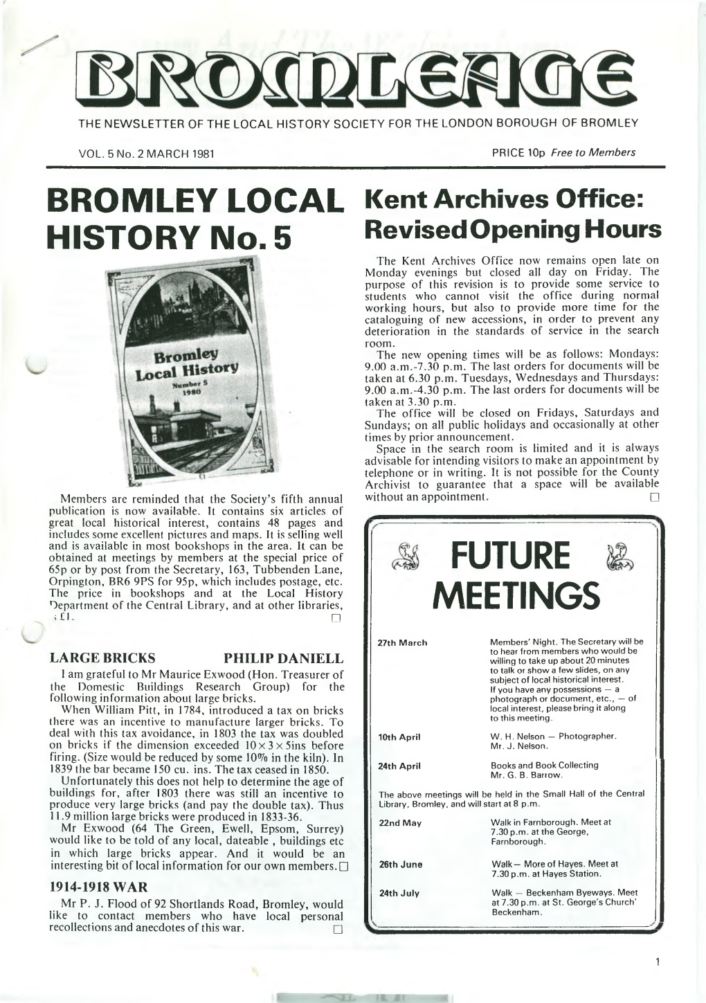 BROMLEY LOCAL HISTORY No. 5