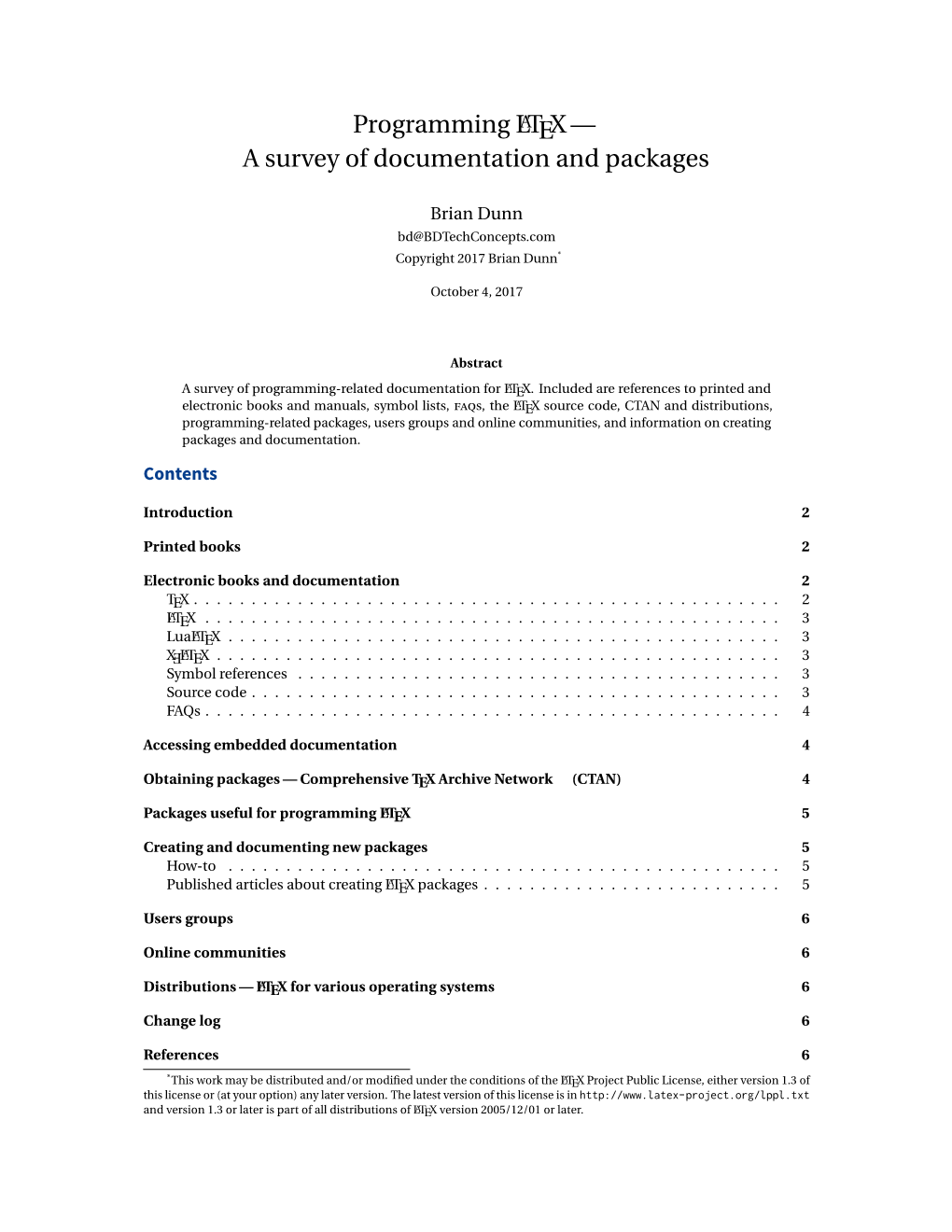 Programming LATEX— a Survey of Documentation and Packages