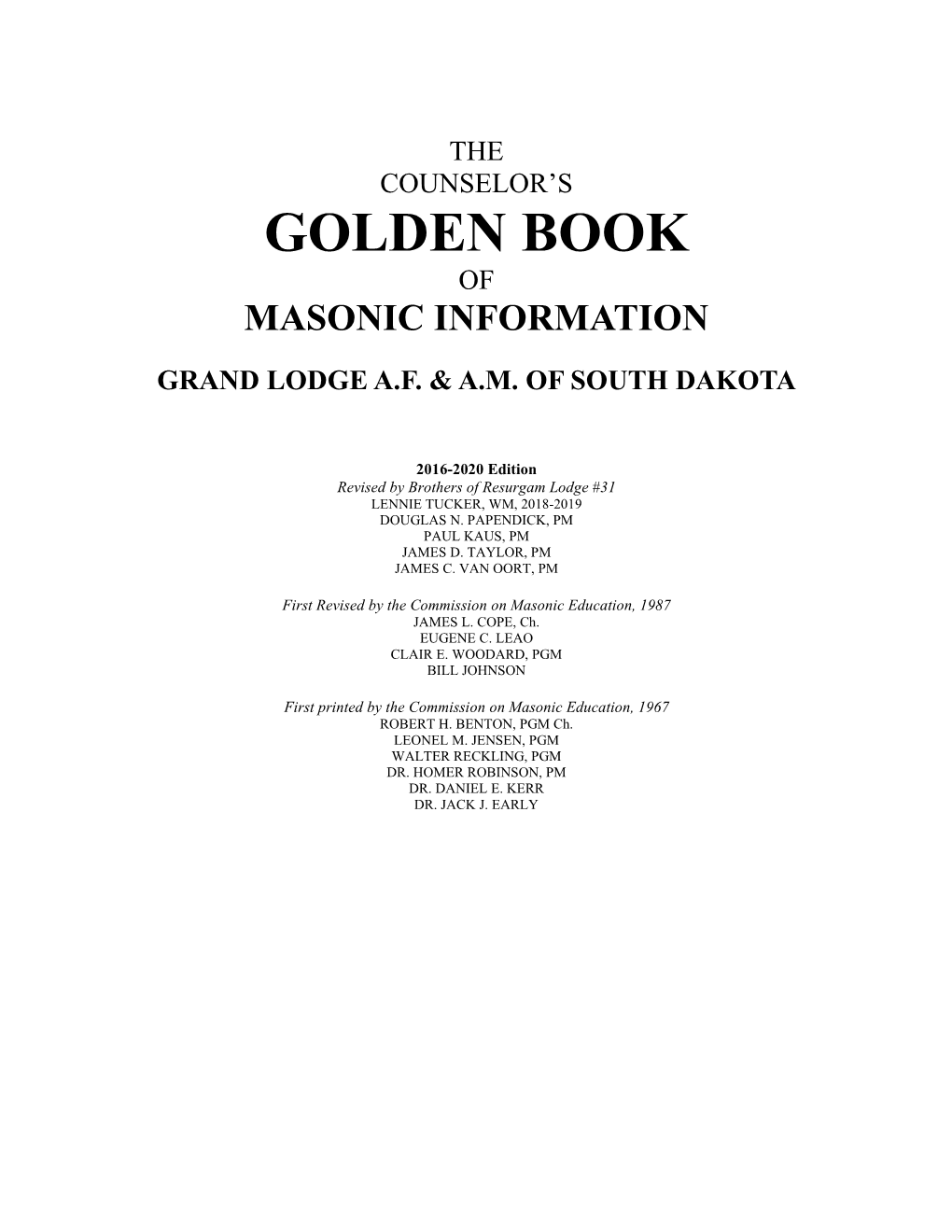 Golden Book of Masonic Information