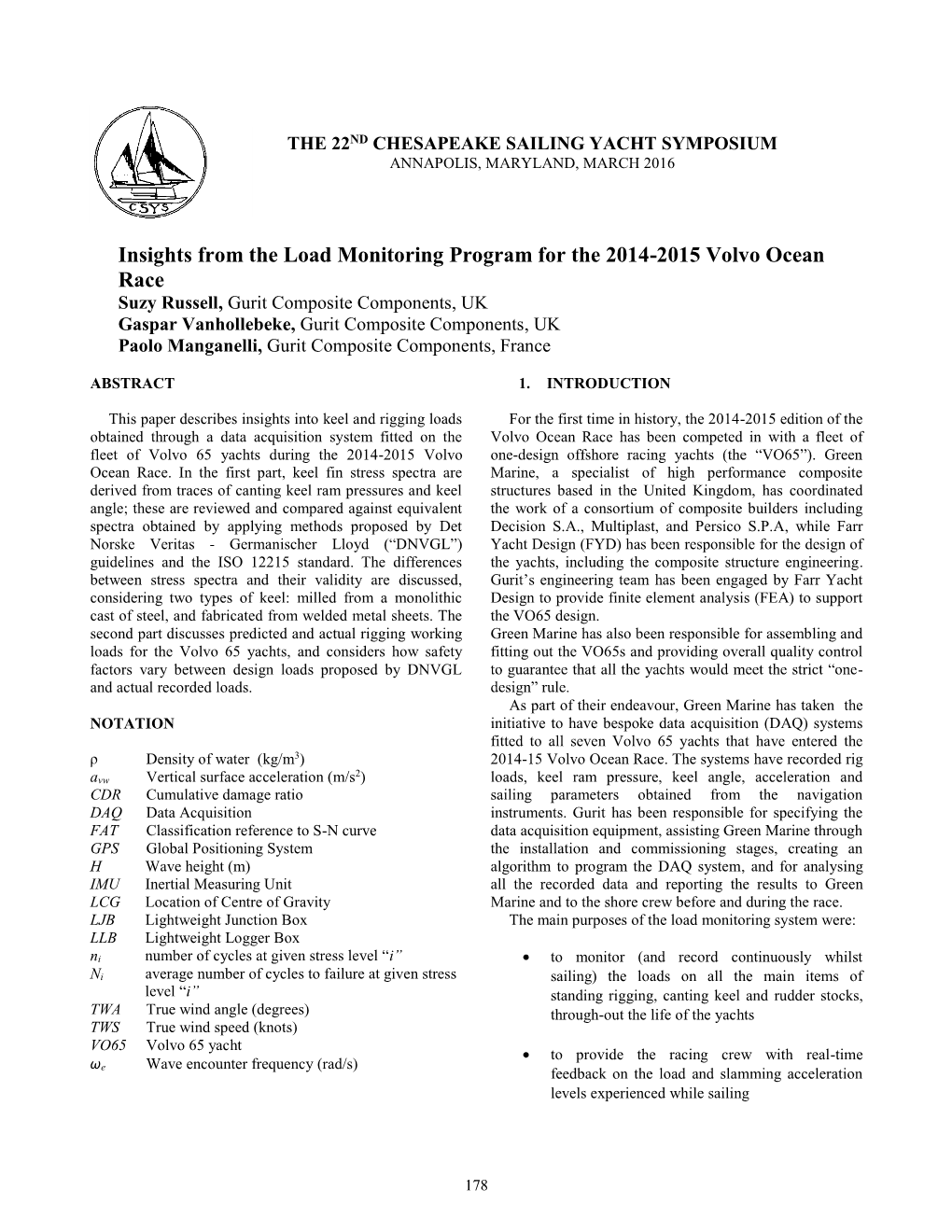 Insights from the Load Monitoring Program for the 2014-2015 Volvo Ocean Race