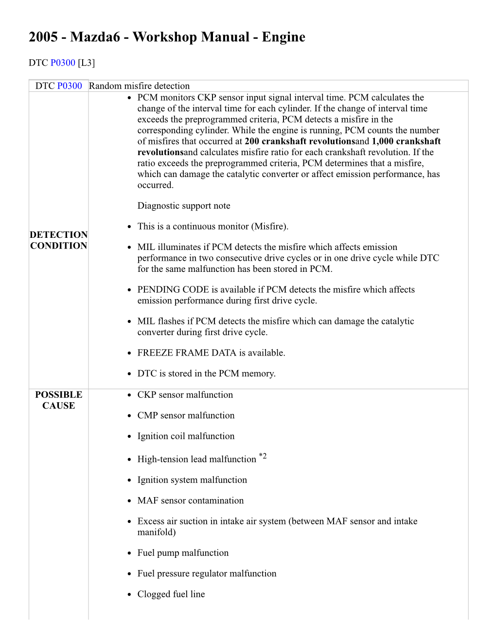 2005 - Mazda6 - Workshop Manual - Engine