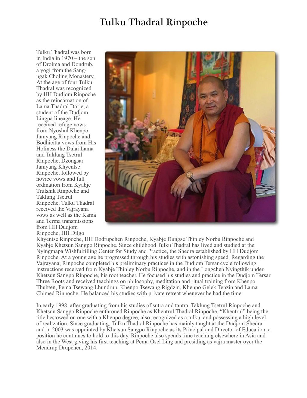 Tulku Thadral Rinpoche