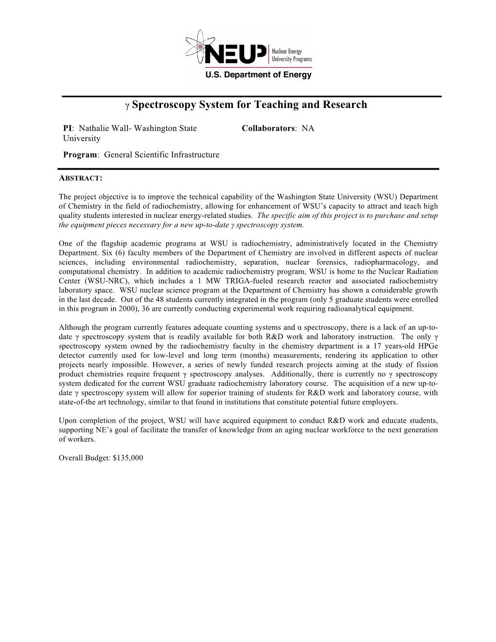 Γ Spectroscopy System for Teaching and Research