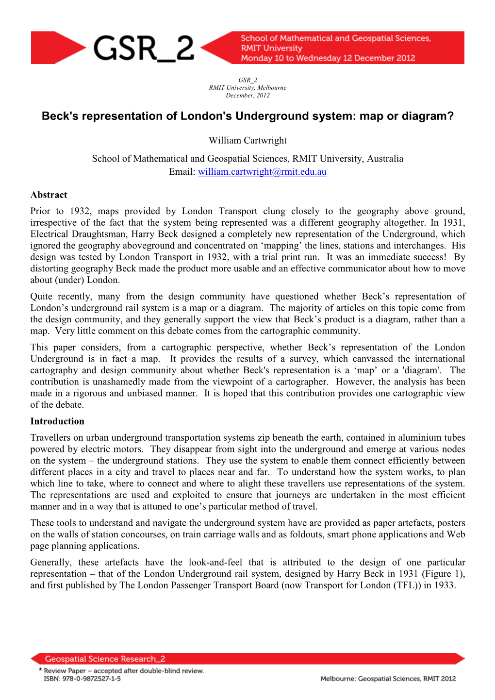 Beck's Representation of London's Underground System: Map Or Diagram?