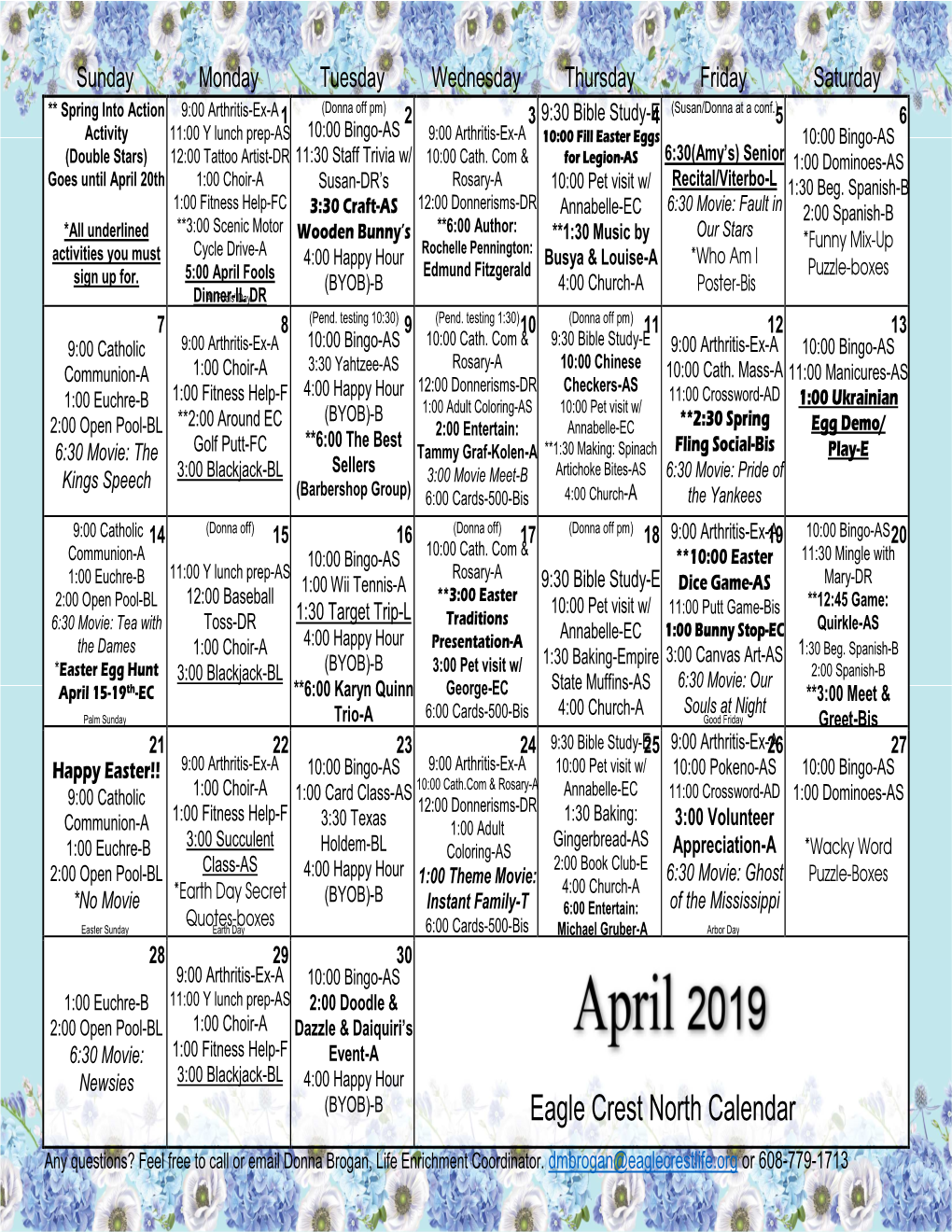 Eagle Crest North Calendar