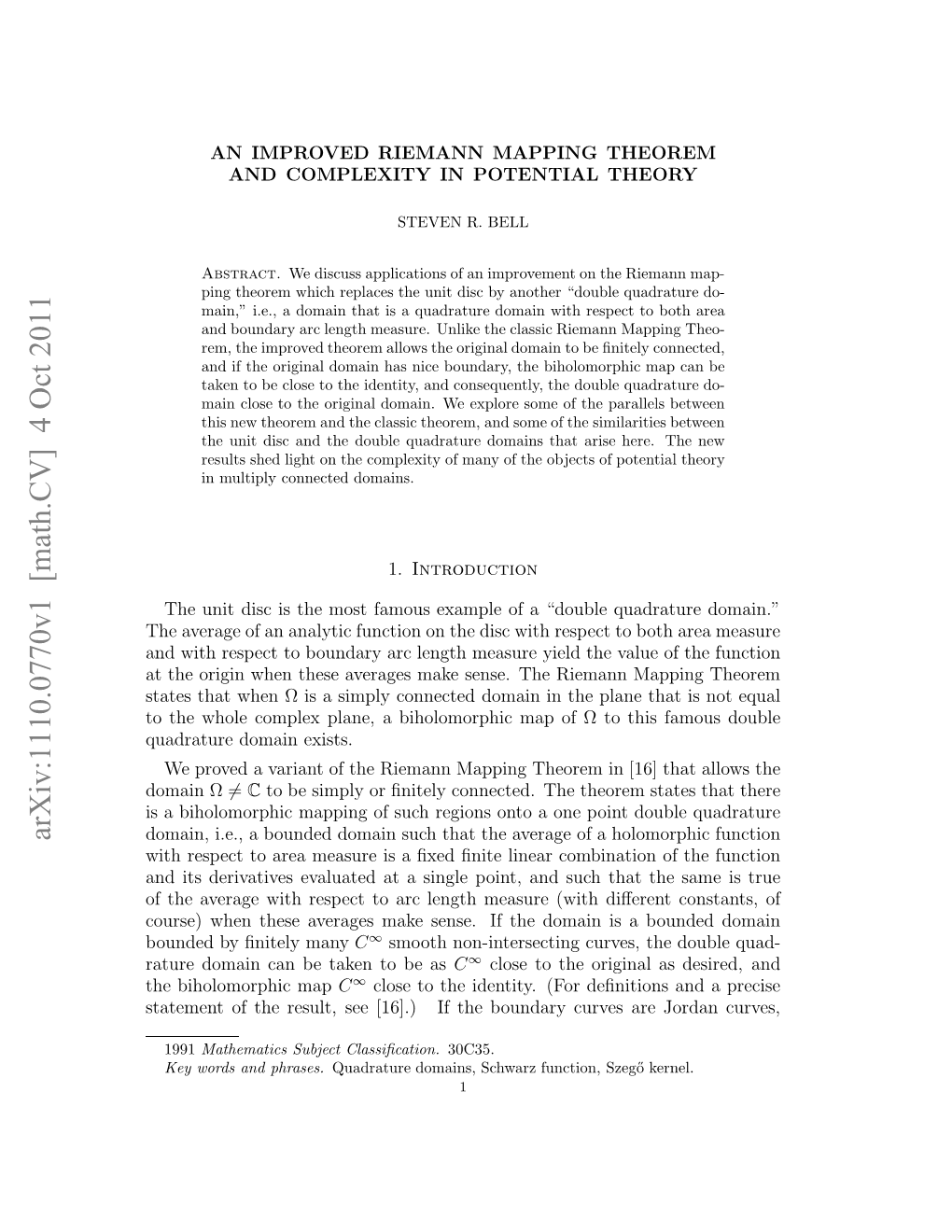 An Improved Riemann Mapping Theorem and Complexity In