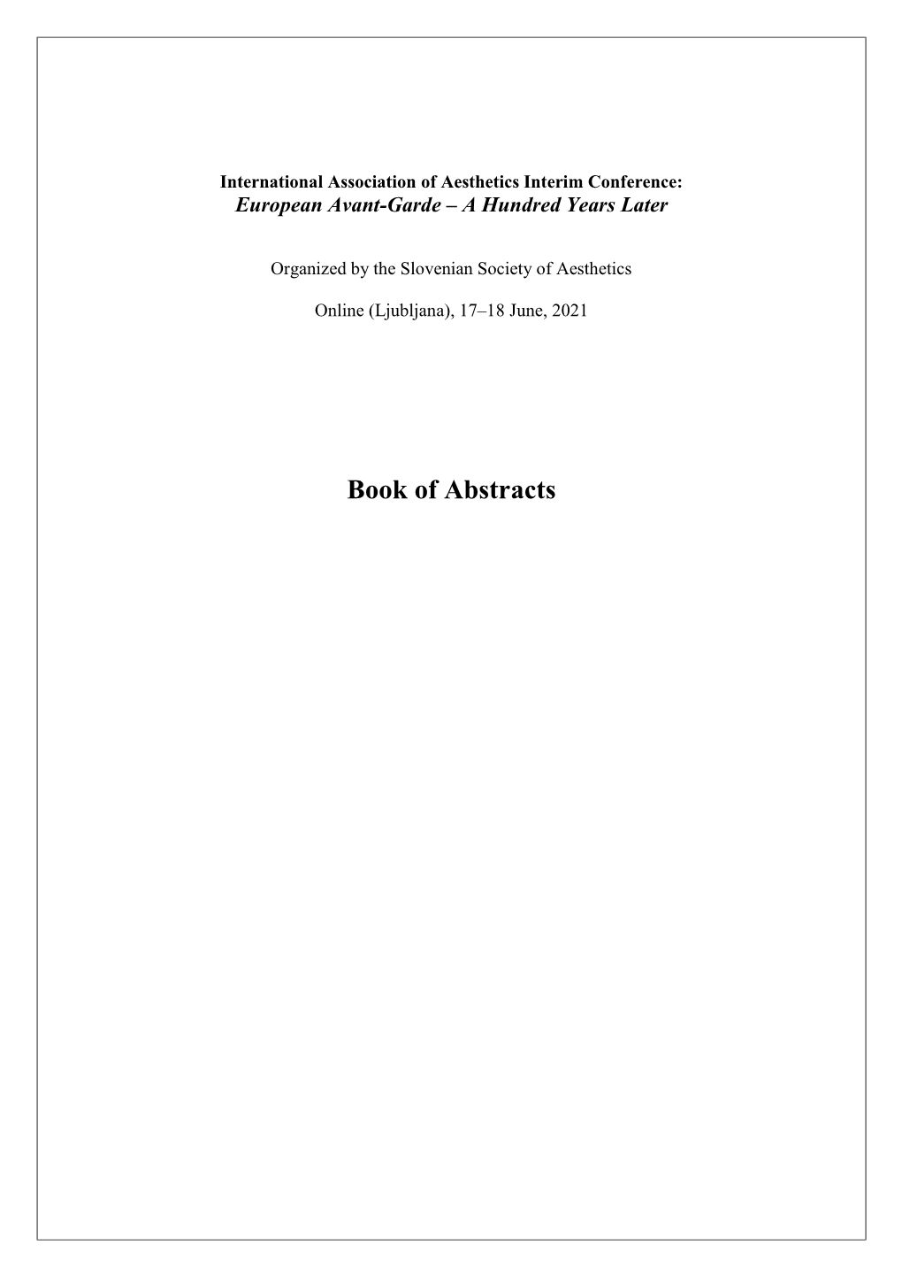 Book of Abstracts