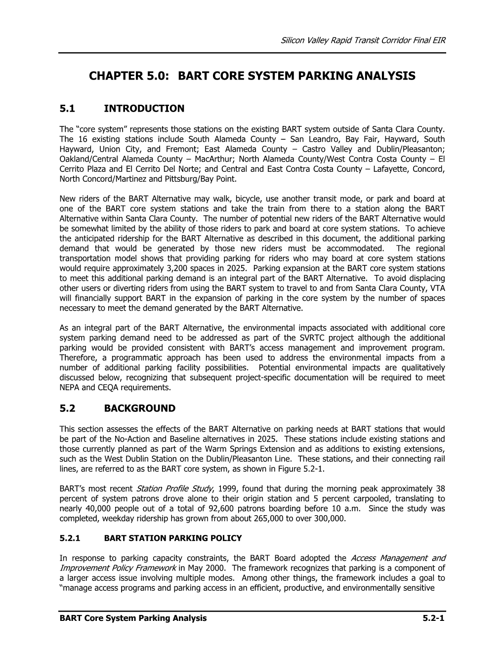 Bart Core System Parking Analysis