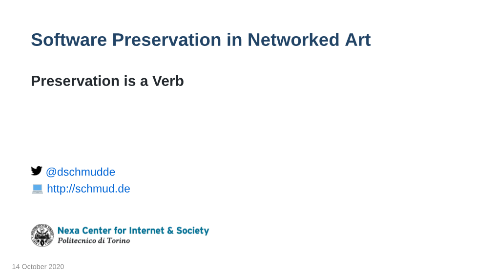 Software Preservation in Networked Art