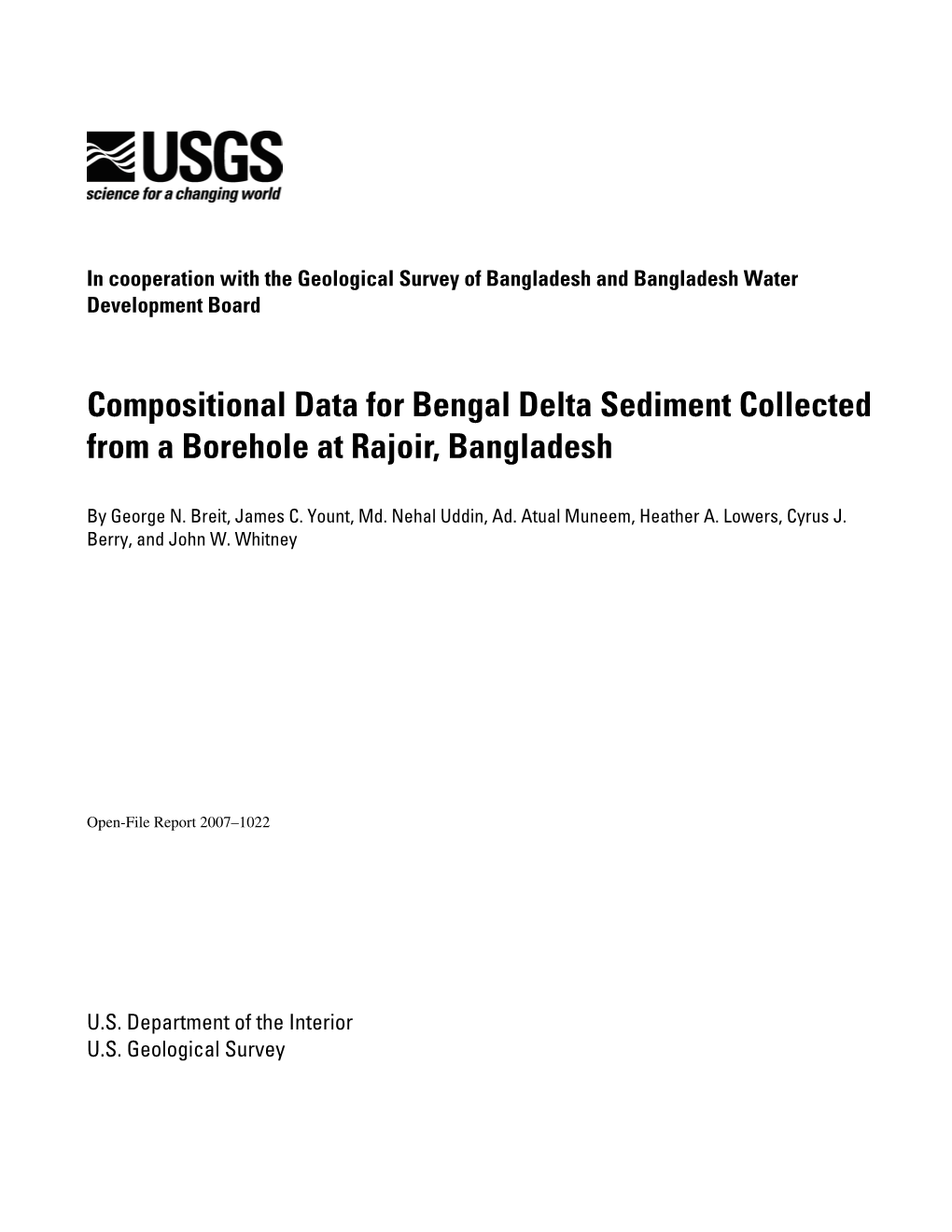 Compositional Data for Bengal Delta Sediment Collected from a Borehole at Rajoir, Bangladesh