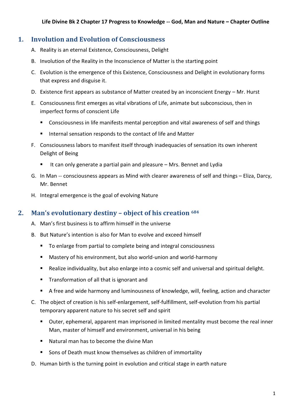 1. Involution and Evolution of Consciousness 2