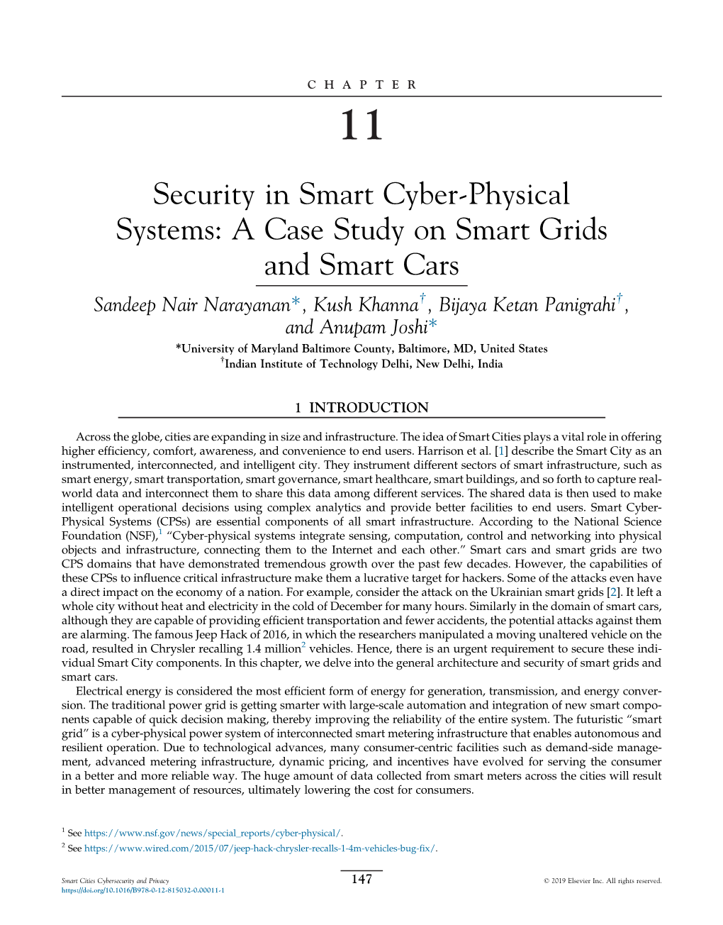 Security in Smart Cyber-Physical Systems