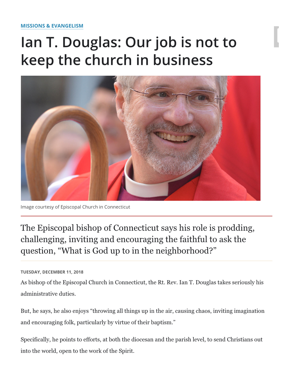 Ian T. Douglas: Our Job Is Not to Keep the Church in Business