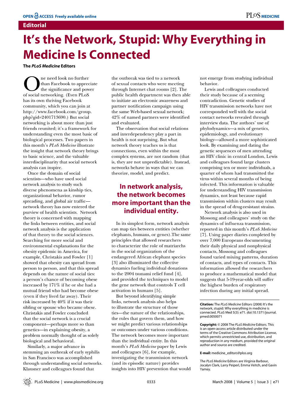 It's the Network, Stupid: Why Everything in Medicine Is Connected