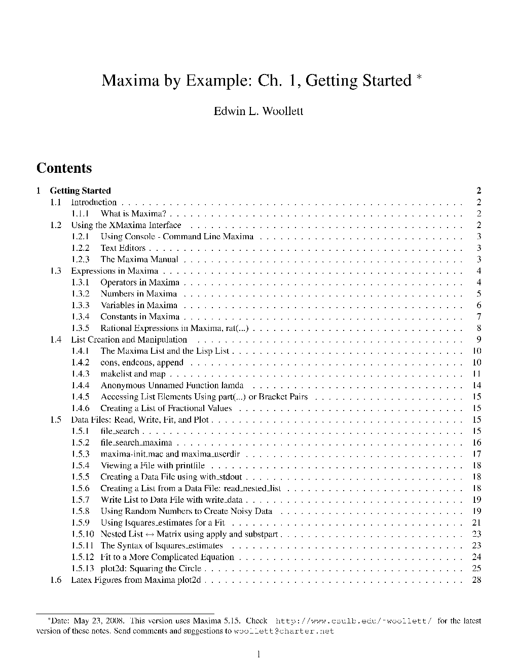 Maxima by Example: Ch. 1, Getting Started ∗