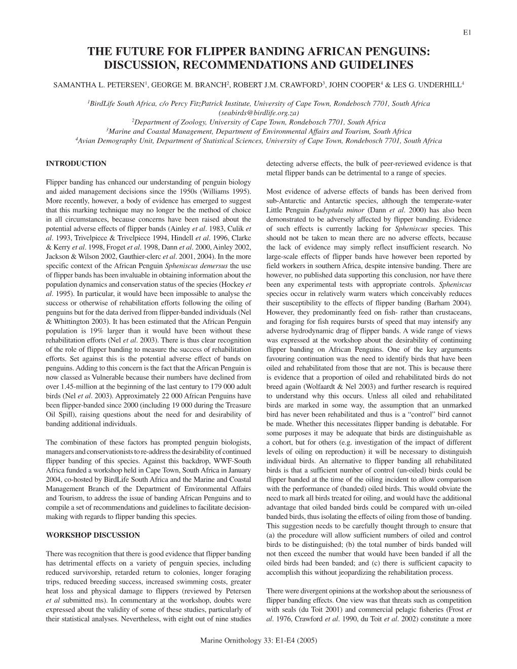 The Future for Flipper Banding African Penguins: Discussion, Recommendations and Guidelines