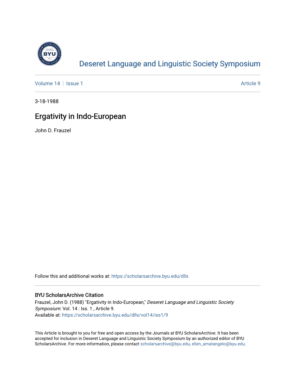 Ergativity in Indo-European