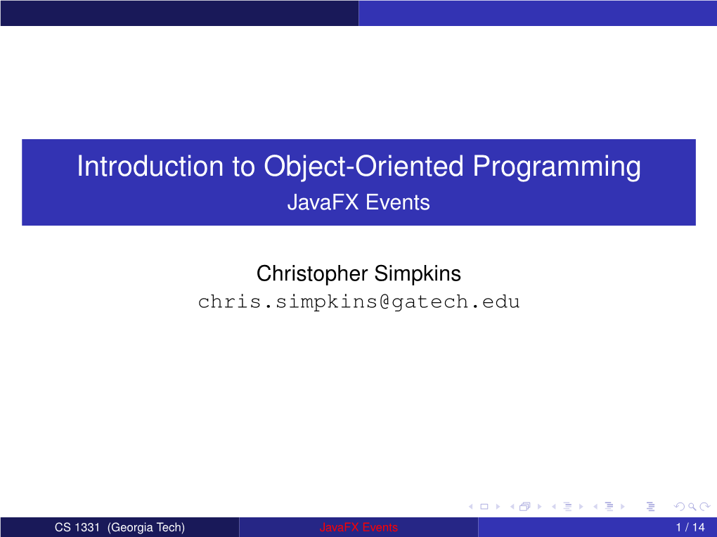 Introduction to Object-Oriented Programming Javafx Events