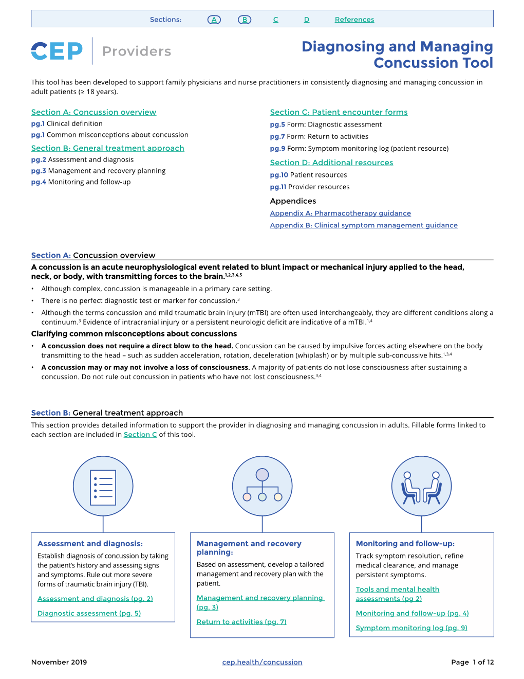 Diagnosing and Managing Concussion Tool