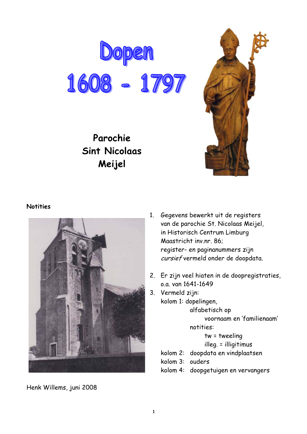 Meijel DOPEN 1608-1797