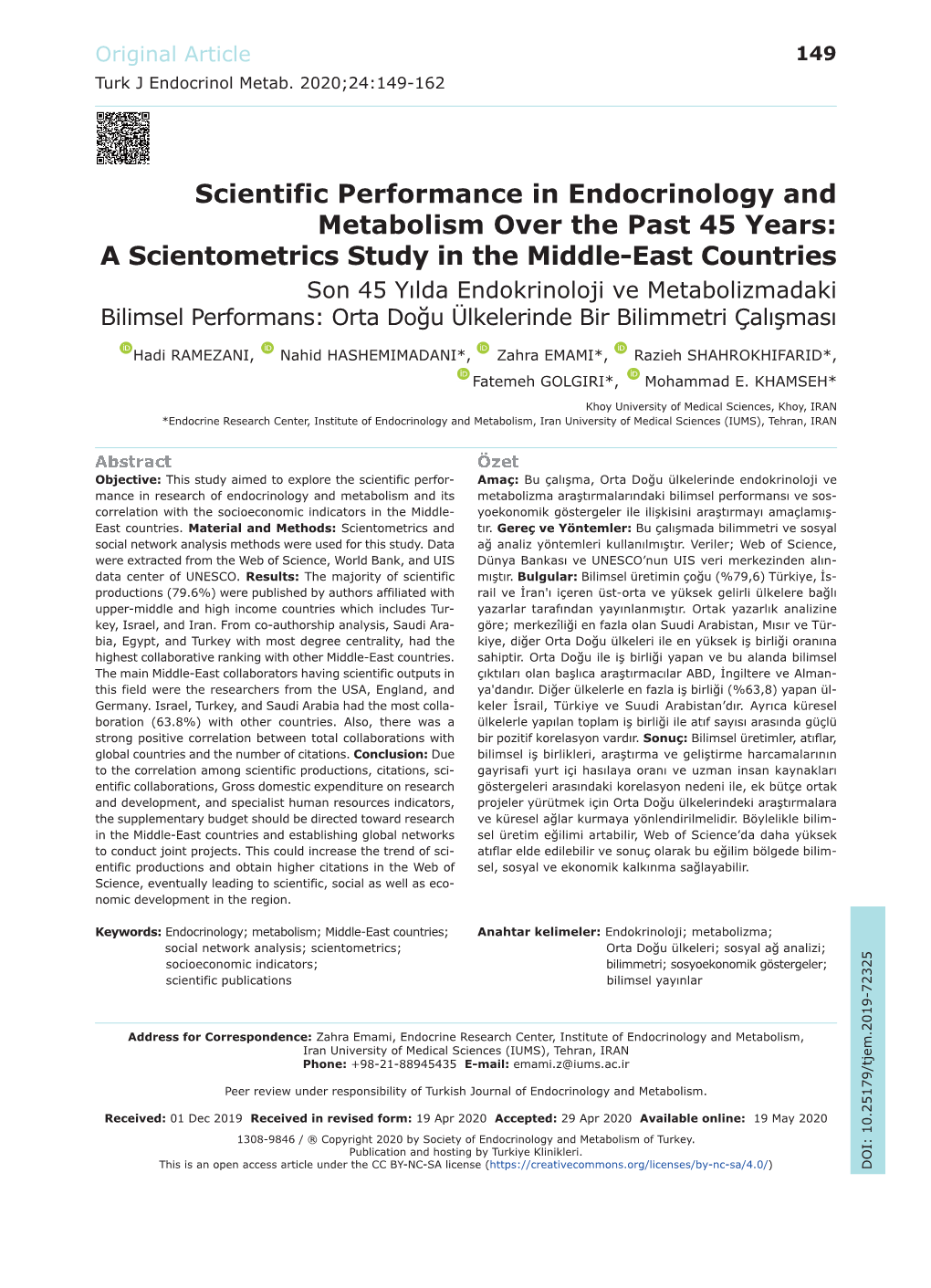 Scientific Performance in Endocrinology and Metabolism