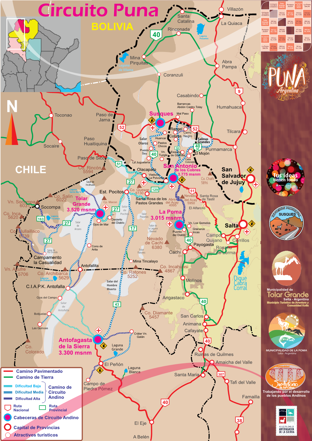 Mapa Del Corredor Puna: Jujuy, Salta Y Catamarca