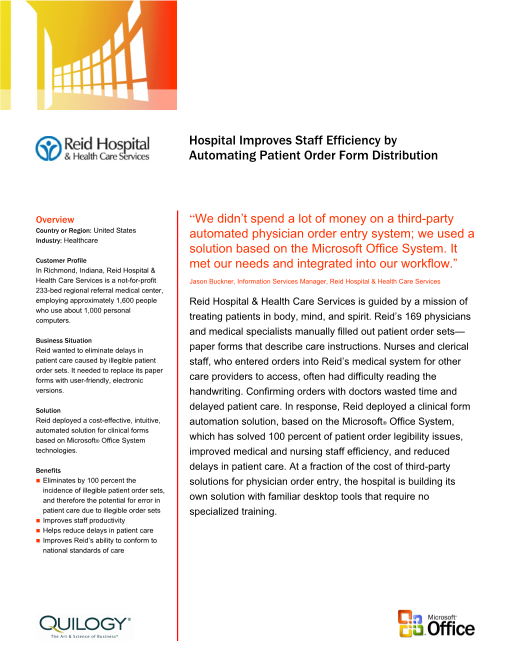 Hospital Improves Staff Efficiency by Automating Patient Order Form Distribution