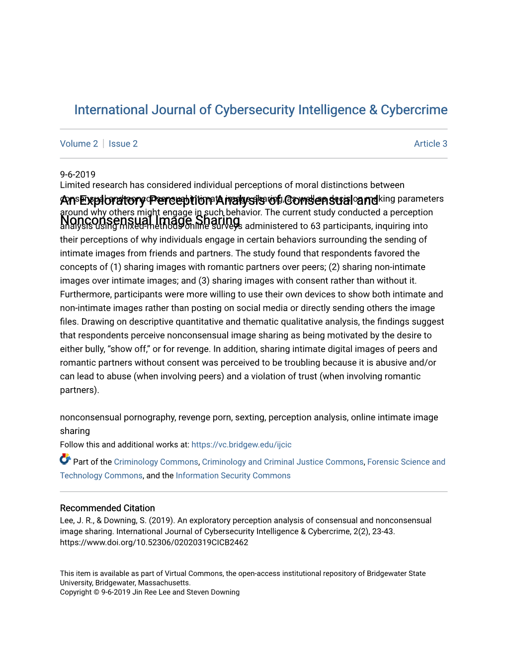 An Exploratory Perception Analysis of Consensual and Nonconsensual Image Sharing