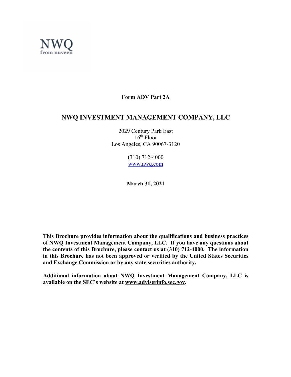Nwq Investment Management Company, Llc