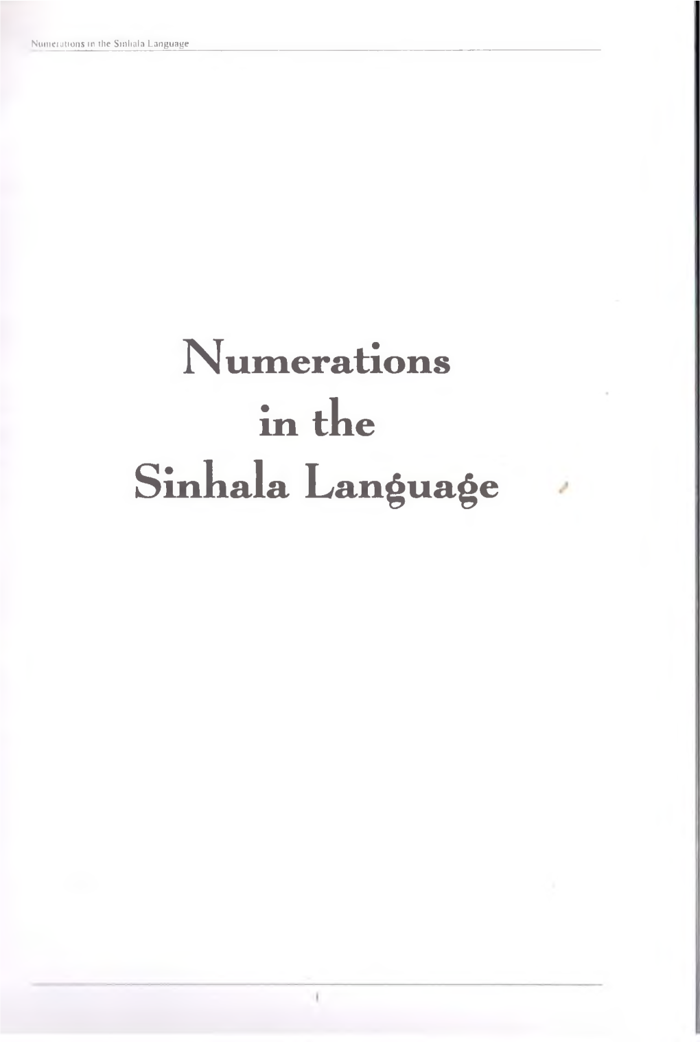 N Umerations in Tke Sink Ala Language Numerations in the Sinhala Language