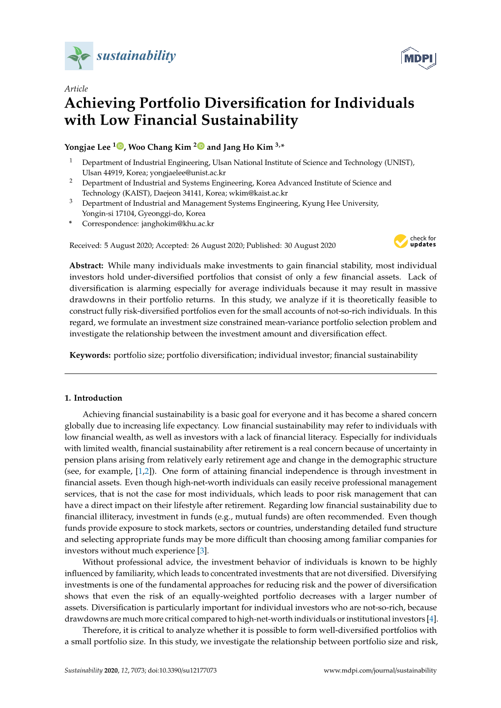 Achieving Portfolio Diversification for Individuals with Low Financial