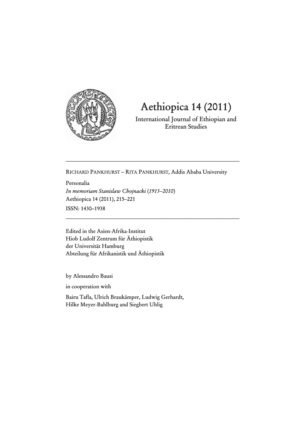 Aethiopica 14 (2011) International Journal of Ethiopian and Eritrean Studies