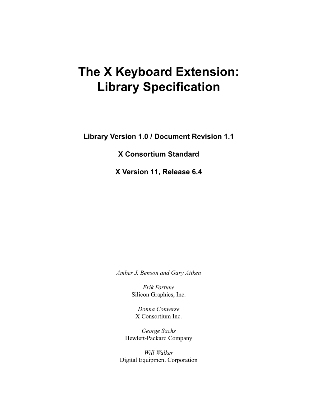 The X Keyboard Extension: Library Speciﬁcation