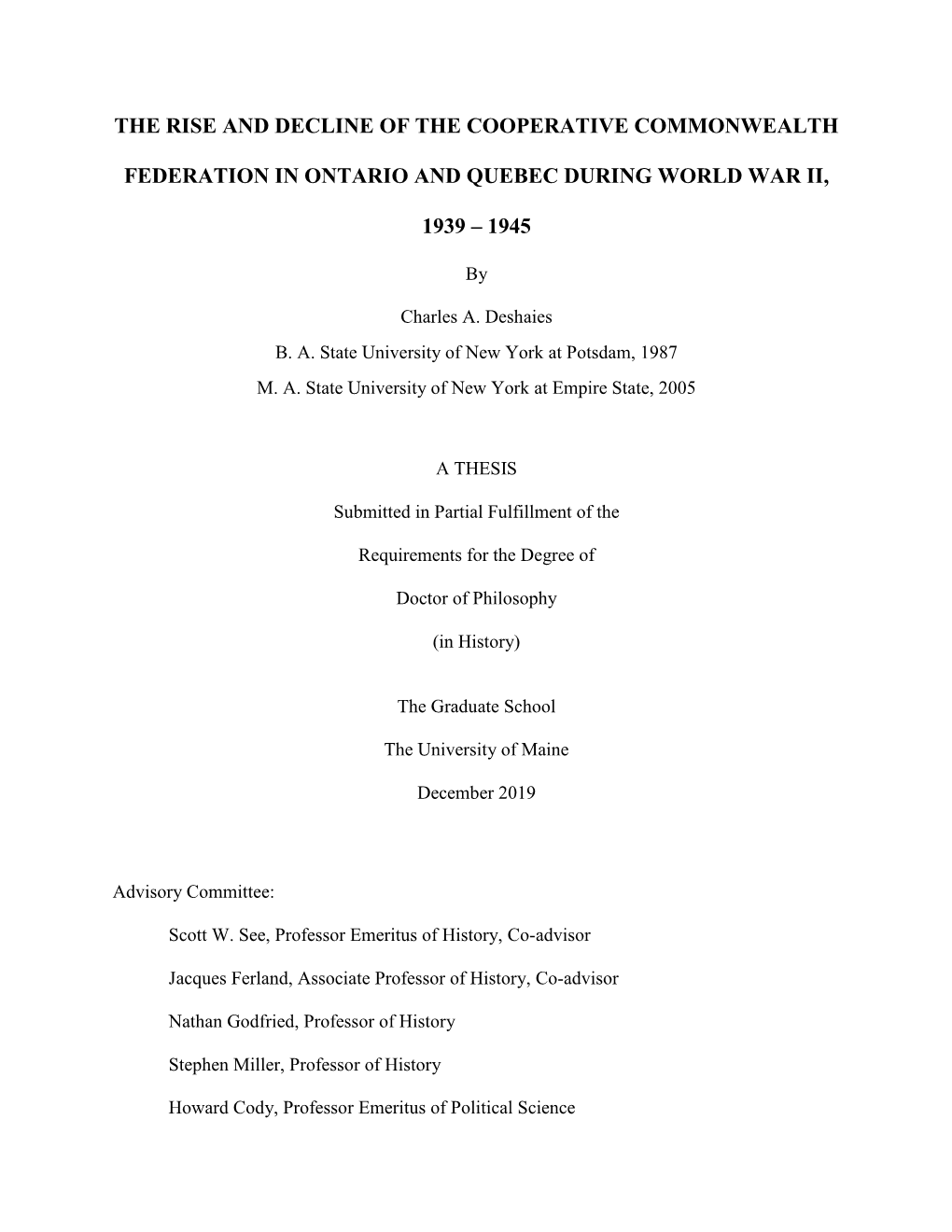 The Rise and Decline of the Cooperative Commonwealth