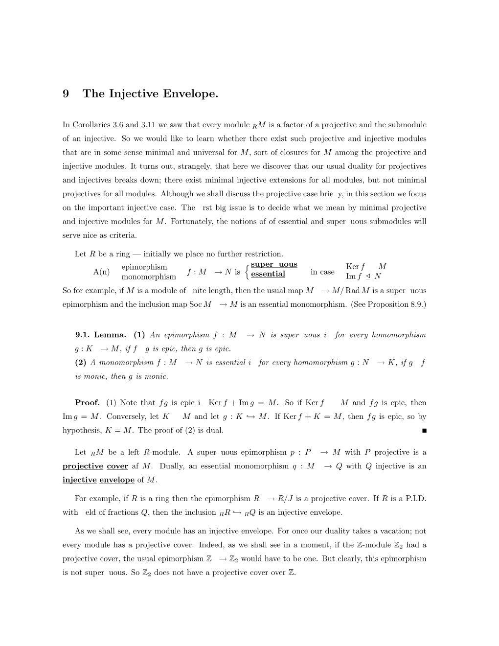 9 the Injective Envelope