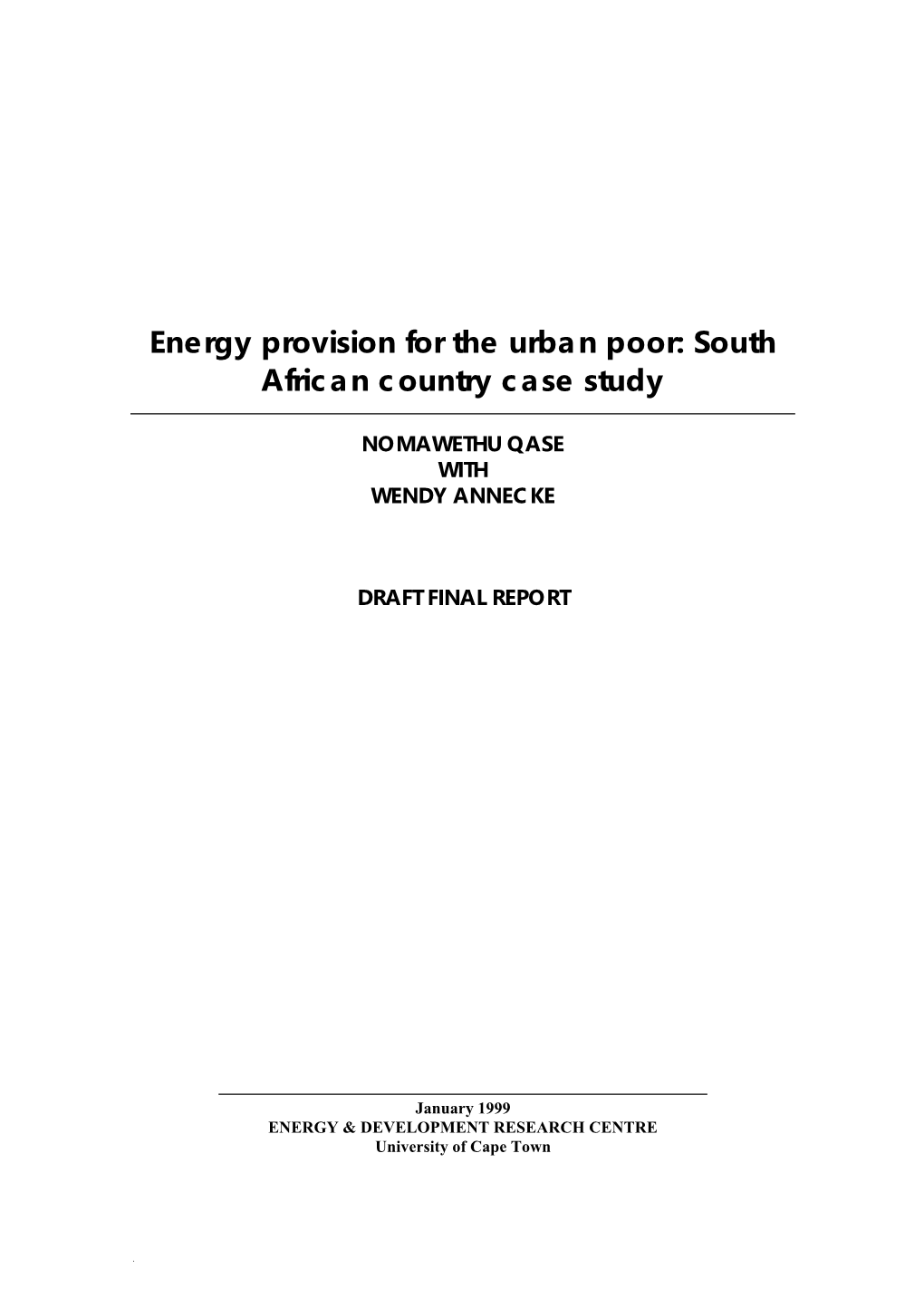 South African Country Case Study