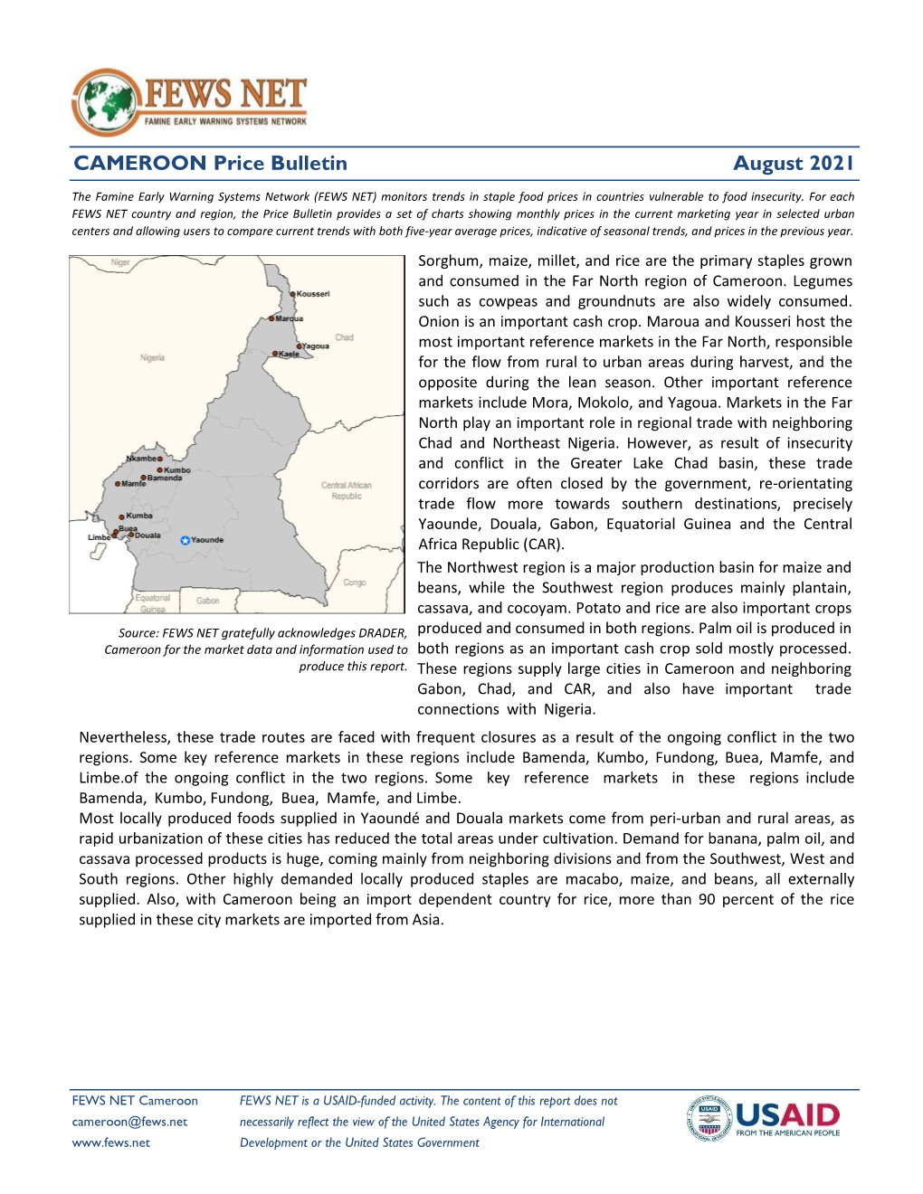 CAMEROON Price Bulletin August 2021