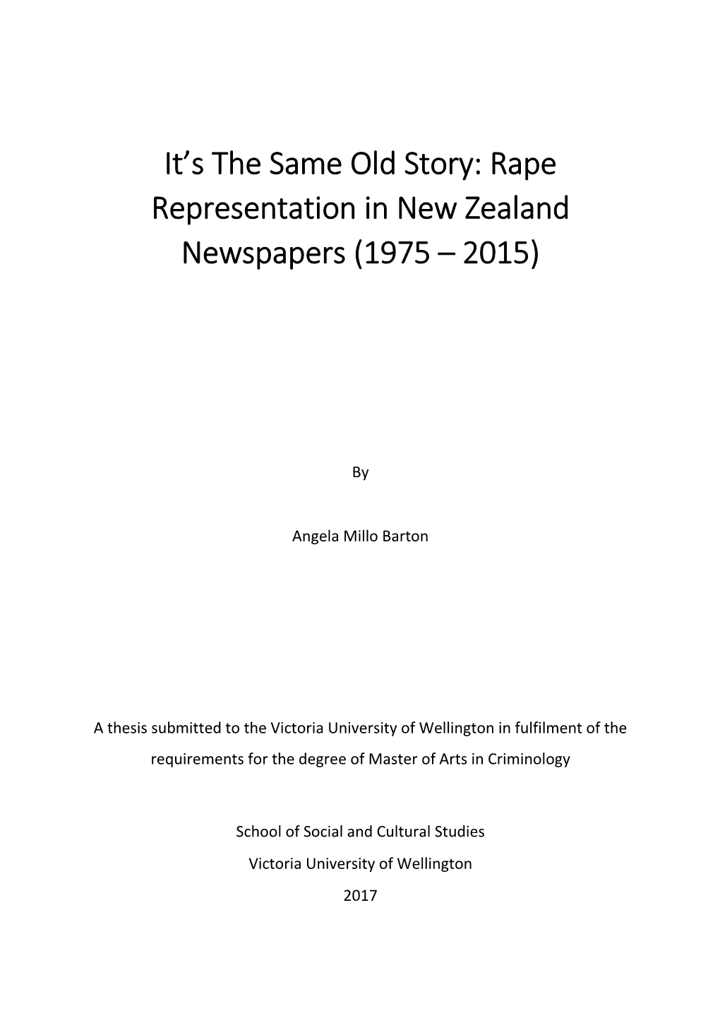 Rape Representation in New Zealand Newspapers (1975 – 2015)