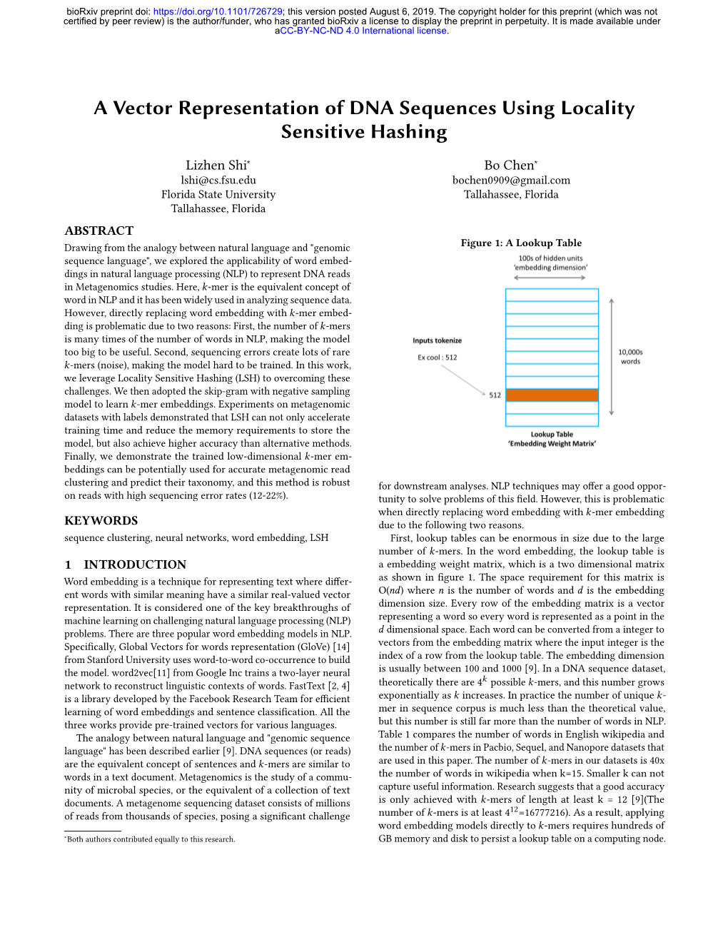 A Vector Representation of DNA Sequences Using Locality Sensitive Hashing