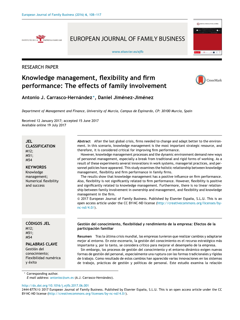 Knowledge Management, Flexibility and Firm Performance