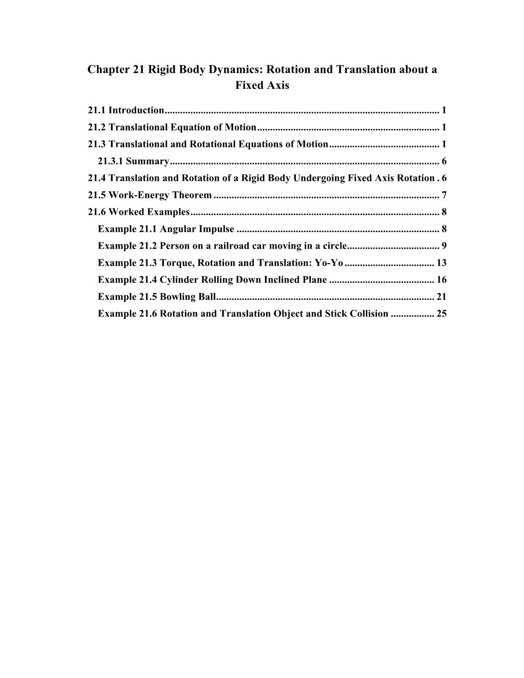 8.01 Classical Mechanics Chapter 21