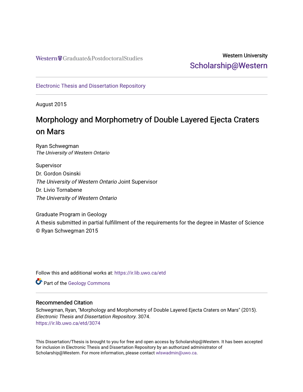 Morphology and Morphometry of Double Layered Ejecta Craters on Mars