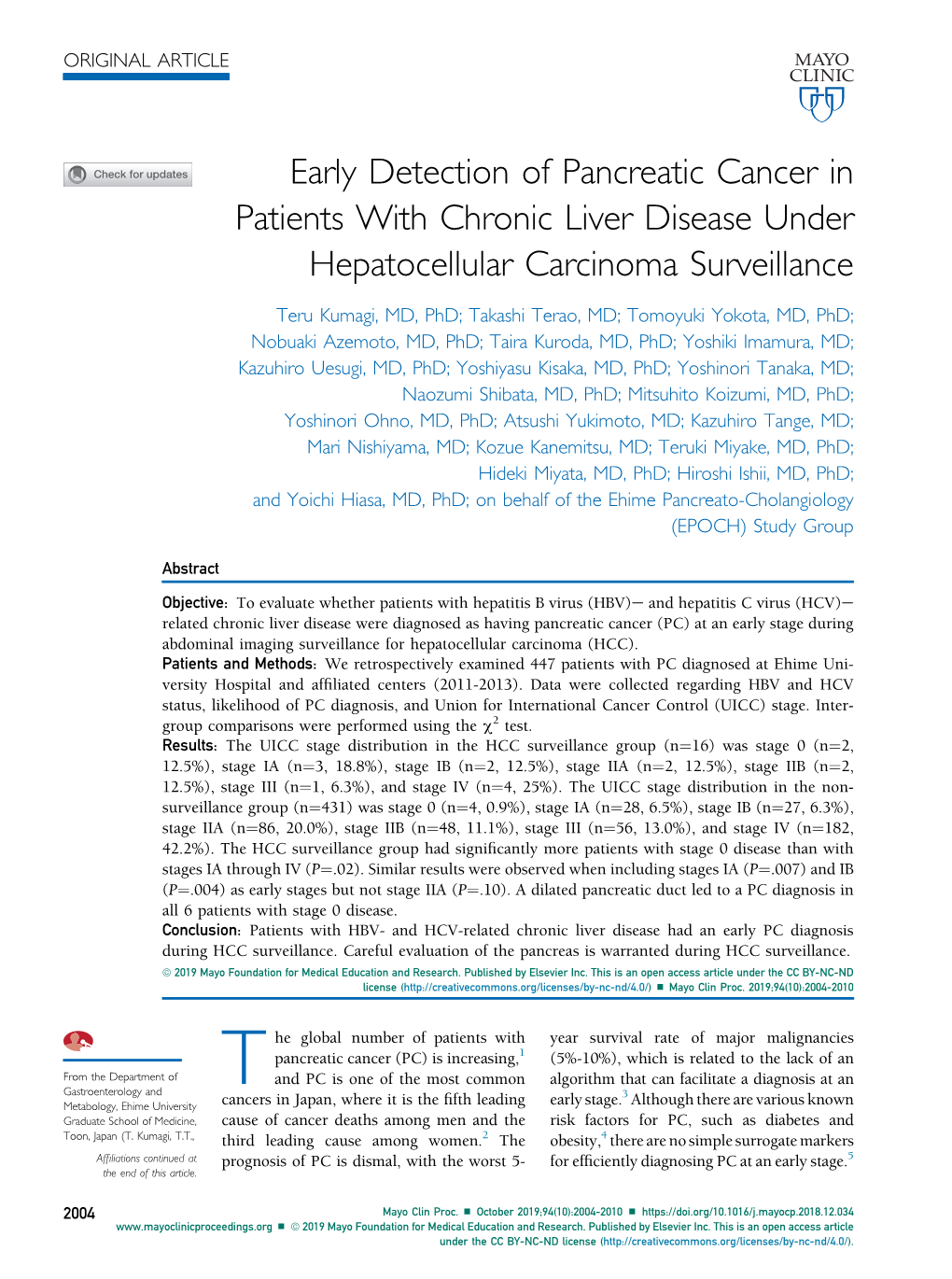 Early Detection of Pancreatic Cancer in Patients with Chronic Liver Disease Under Hepatocellular Carcinoma Surveillance