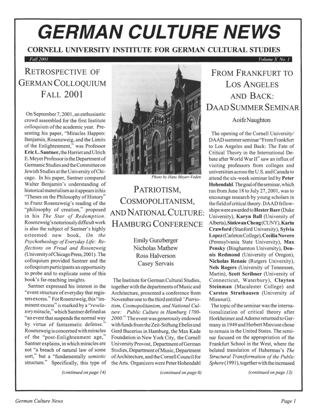 German Culture News Cornell University Institute for German Cultural Studies